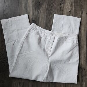 NWT Cato Trouser Dress Pants Sz 16W Solid Off White Linen Blend Fully Lined
